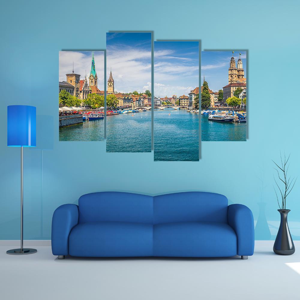 St. Peter At Lake Zurich Canvas Wall Art-4 Pop-Gallery Wrap-50" x 32"-Tiaracle