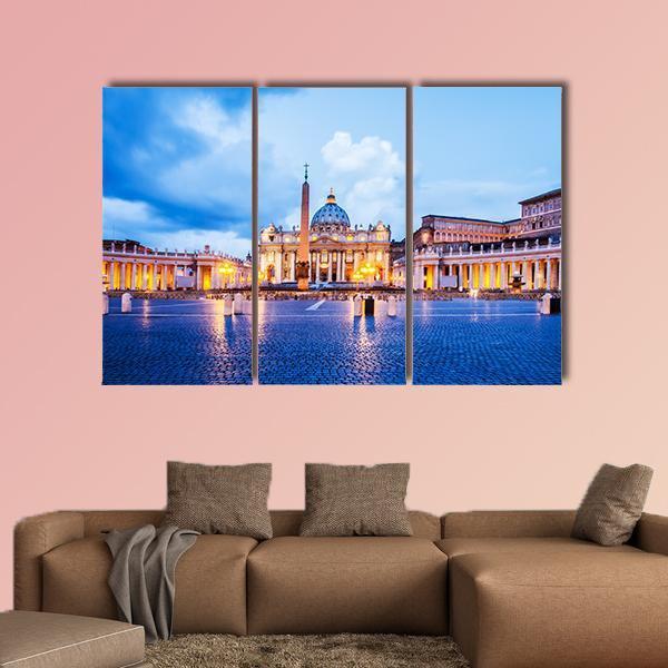 St Peter Basilica In The Vatican Of Rome Canvas Wall Art-3 Horizontal-Gallery Wrap-25" x 16"-Tiaracle