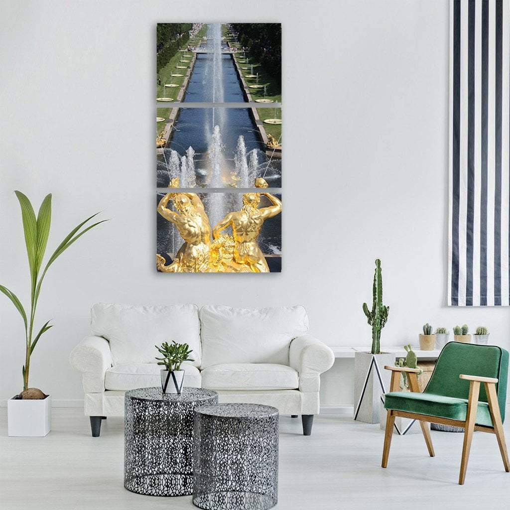 St Petersburg Fountain In Russia Vertical Canvas Wall Art-3 Vertical-Gallery Wrap-12" x 25"-Tiaracle