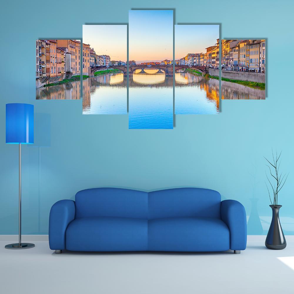 St Trinity Bridge In Florence Canvas Wall Art-5 Star-Gallery Wrap-62" x 32"-Tiaracle