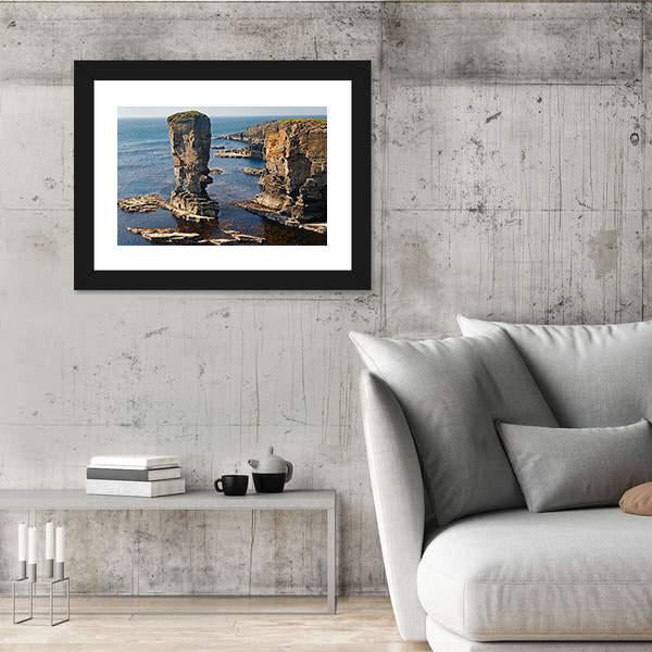 Stacks Of Yesnaby Scotland Canvas Wall Art-3 Horizontal-Gallery Wrap-25" x 16"-Tiaracle