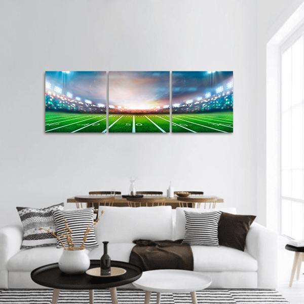 Stadium At Night Panoramic Canvas Wall Art-3 Piece-25" x 08"-Tiaracle