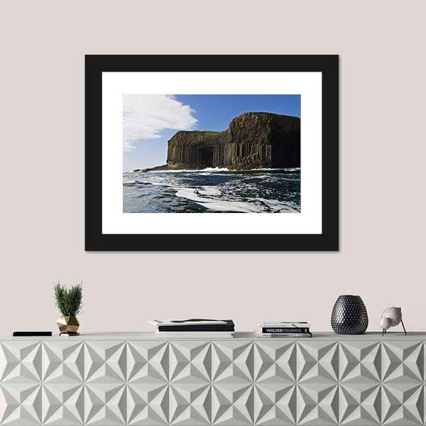 Staffa And Fingal's Cave In Scotland Canvas Wall Art-1 Piece-Framed Print-20" x 16"-Tiaracle