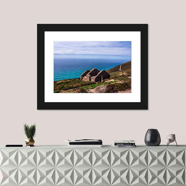 Stamps And Wheel Engine House Ruins In UK Canvas Wall Art-1 Piece-Framed Print-20" x 16"-Tiaracle