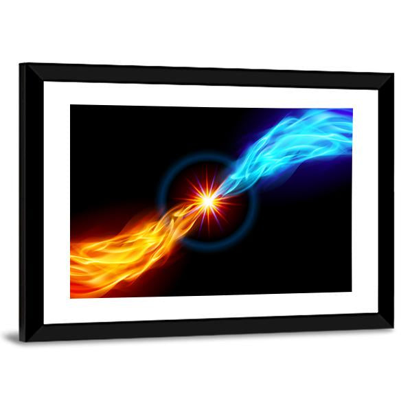 Star With Red And Blue Flame Canvas Wall Art-3 Horizontal-Gallery Wrap-25" x 16"-Tiaracle