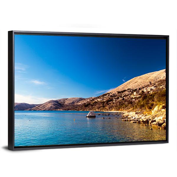 Stara Baska Village In Krk Island Canvas Wall Art-3 Horizontal-Gallery Wrap-25" x 16"-Tiaracle