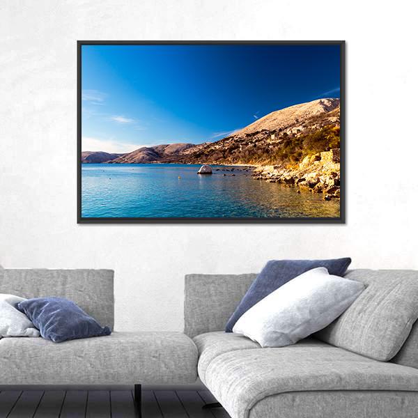 Stara Baska Village In Krk Island Canvas Wall Art-3 Horizontal-Gallery Wrap-25" x 16"-Tiaracle