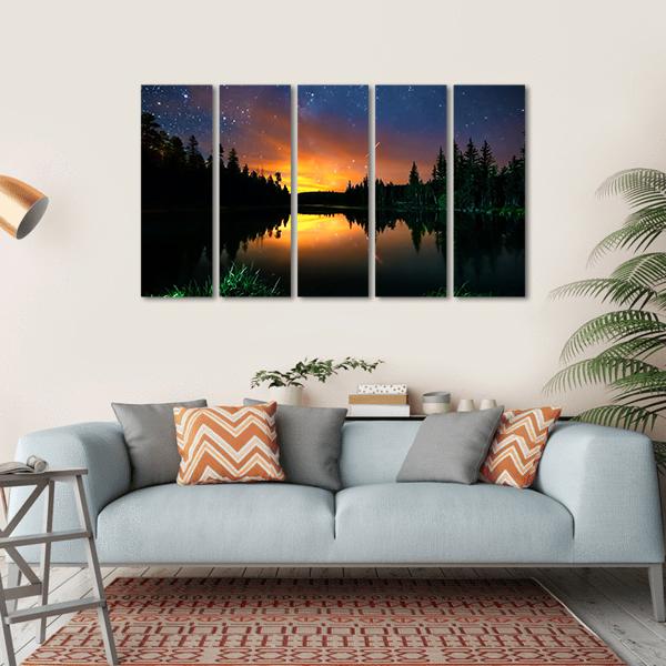 Starry Sky And The Milky Way Canvas Wall Art-5 Horizontal-Gallery Wrap-22" x 12"-Tiaracle