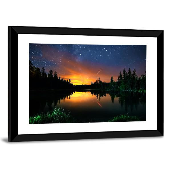Starry Sky And The Milky Way Canvas Wall Art-3 Horizontal-Gallery Wrap-25" x 16"-Tiaracle