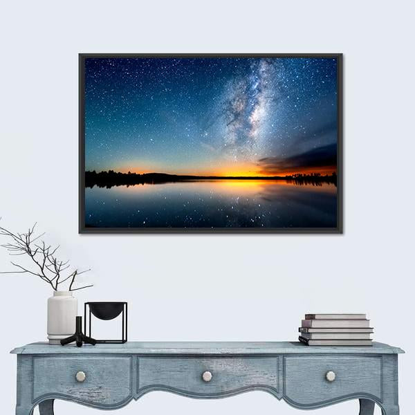 Starry Sky & Milky Way Canvas Wall Art-3 Horizontal-Gallery Wrap-25" x 16"-Tiaracle