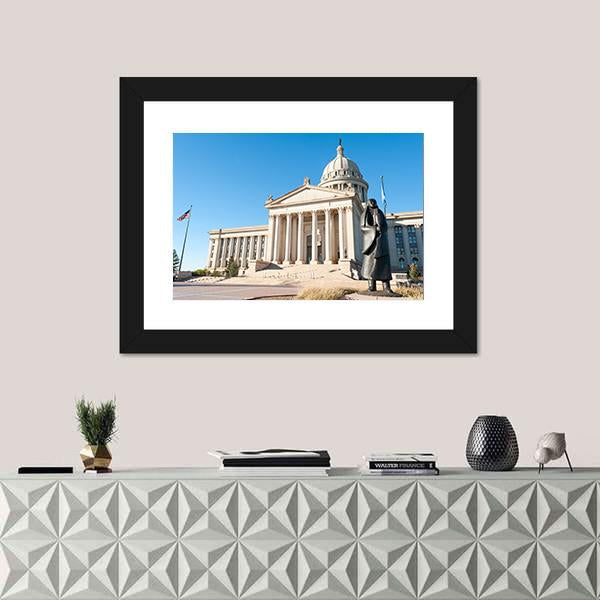 State Capitol In Oklahoma City Canvas Wall Art-1 Piece-Framed Print-20" x 16"-Tiaracle