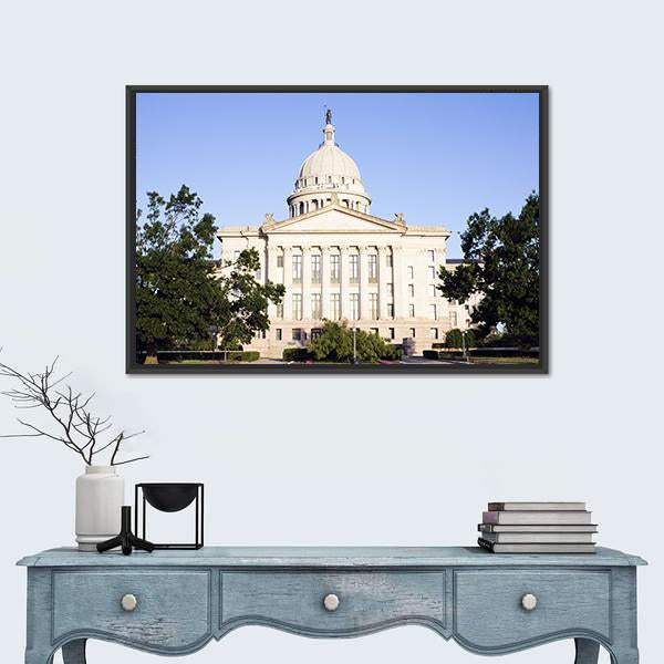 State Capitol Of Oklahoma Canvas Wall Art-1 Piece-Floating Frame-24" x 16"-Tiaracle