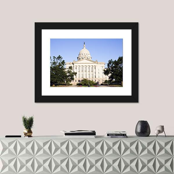 State Capitol Of Oklahoma Canvas Wall Art-1 Piece-Framed Print-20" x 16"-Tiaracle