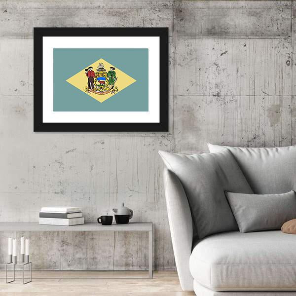 State Of Delaware Flag Canvas Wall Art-3 Horizontal-Gallery Wrap-25" x 16"-Tiaracle