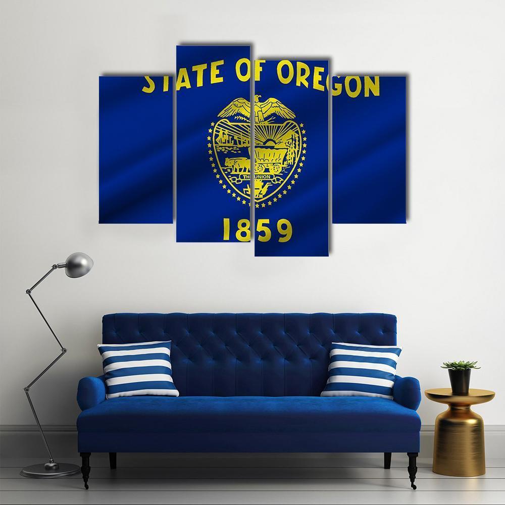State Of Oregon Flag Canvas Wall Art-4 Pop-Gallery Wrap-50" x 32"-Tiaracle