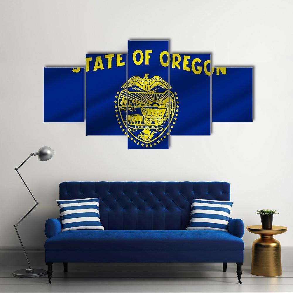 State Of Oregon Flag Canvas Wall Art-5 Star-Gallery Wrap-62" x 32"-Tiaracle
