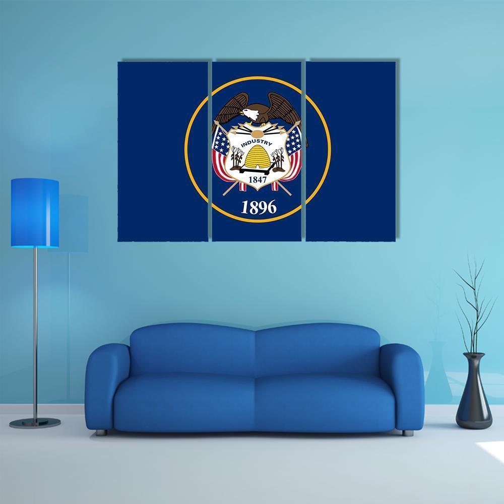 State Of Utah Flag Canvas Wall Art-3 Horizontal-Gallery Wrap-37" x 24"-Tiaracle