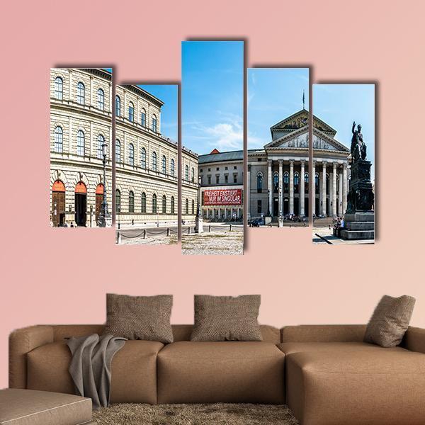 Statue Of Maximilian I In Munich Canvas Wall Art-5 Pop-Gallery Wrap-47" x 32"-Tiaracle