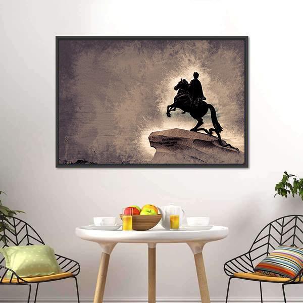 Statue Of Peter The Great Canvas Wall Art-1 Piece-Floating Frame-24" x 16"-Tiaracle