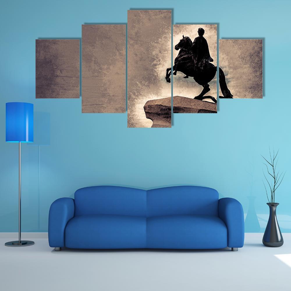 Statue Of Peter The Great Canvas Wall Art-5 Star-Gallery Wrap-62" x 32"-Tiaracle