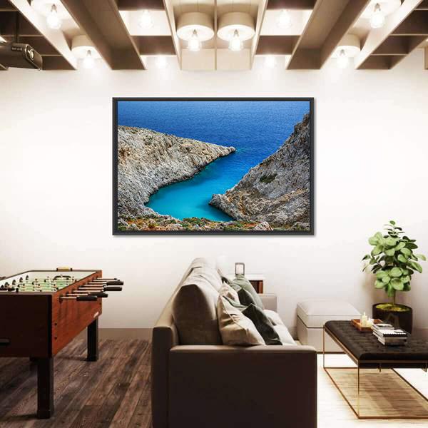 Stefanou Beach In Crete Island Greece Canvas Wall Art-3 Horizontal-Gallery Wrap-25" x 16"-Tiaracle