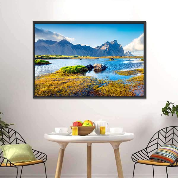 Stokksnes Headland Canvas Wall Art-3 Horizontal-Gallery Wrap-25" x 16"-Tiaracle