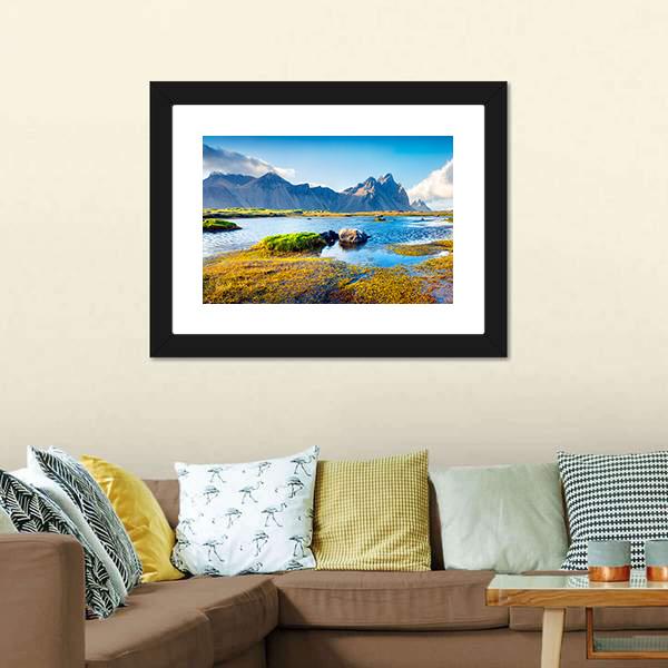 Stokksnes Headland Canvas Wall Art-3 Horizontal-Gallery Wrap-25" x 16"-Tiaracle