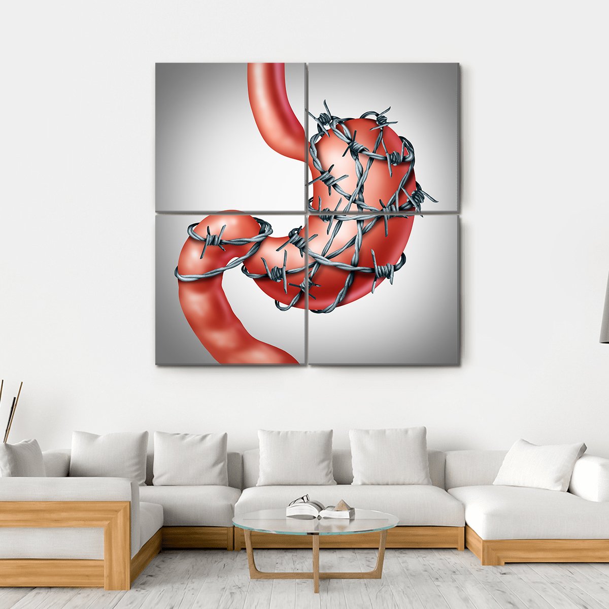 Stomach Pain Canvas Wall Art-4 Square-Gallery Wrap-17" x 17"-Tiaracle