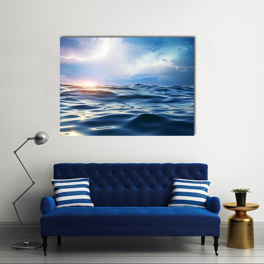 Storm On The Sea Canvas Wall Art-1 Piece-Gallery Wrap-48" x 32"-Tiaracle