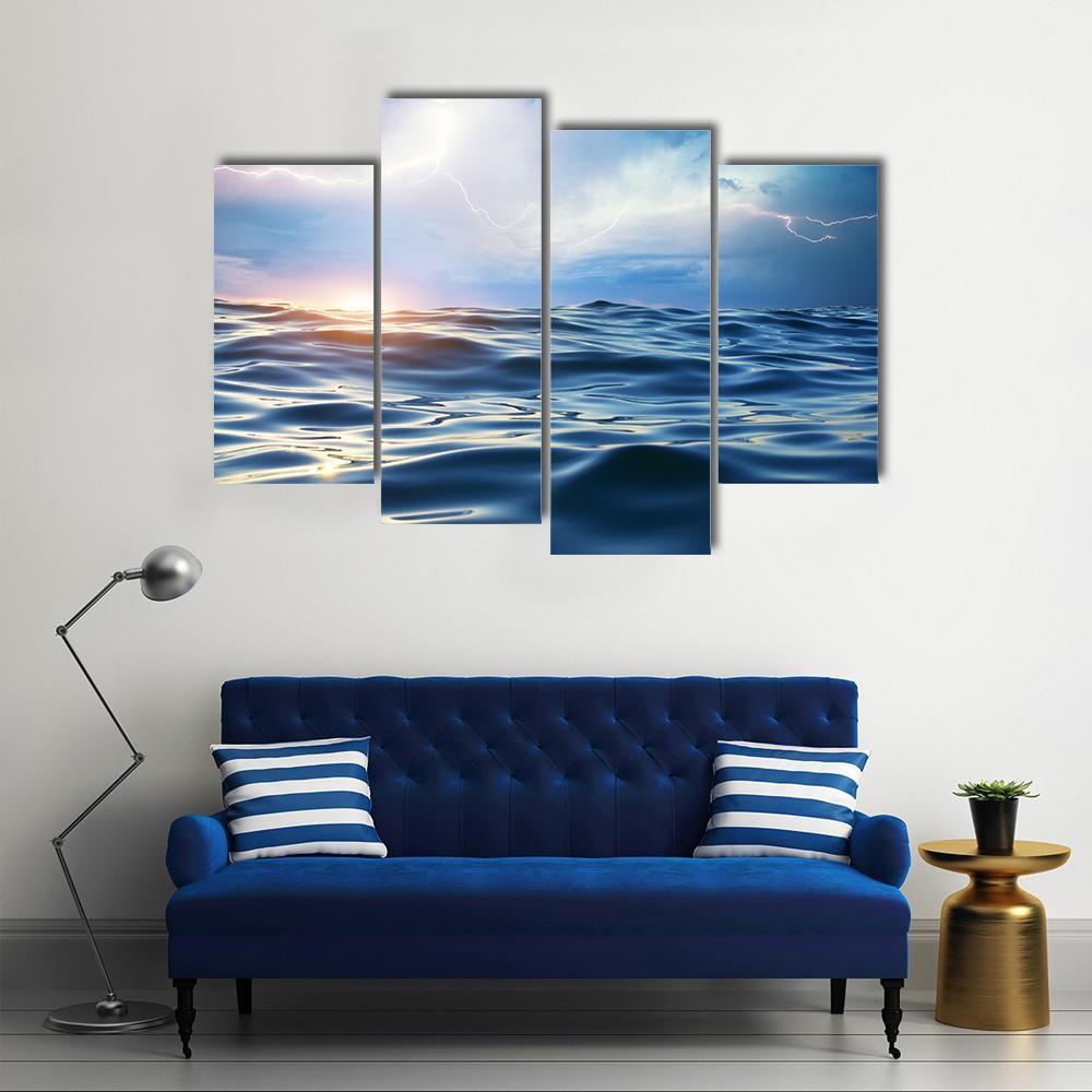 Storm On The Sea Canvas Wall Art-4 Pop-Gallery Wrap-50" x 32"-Tiaracle