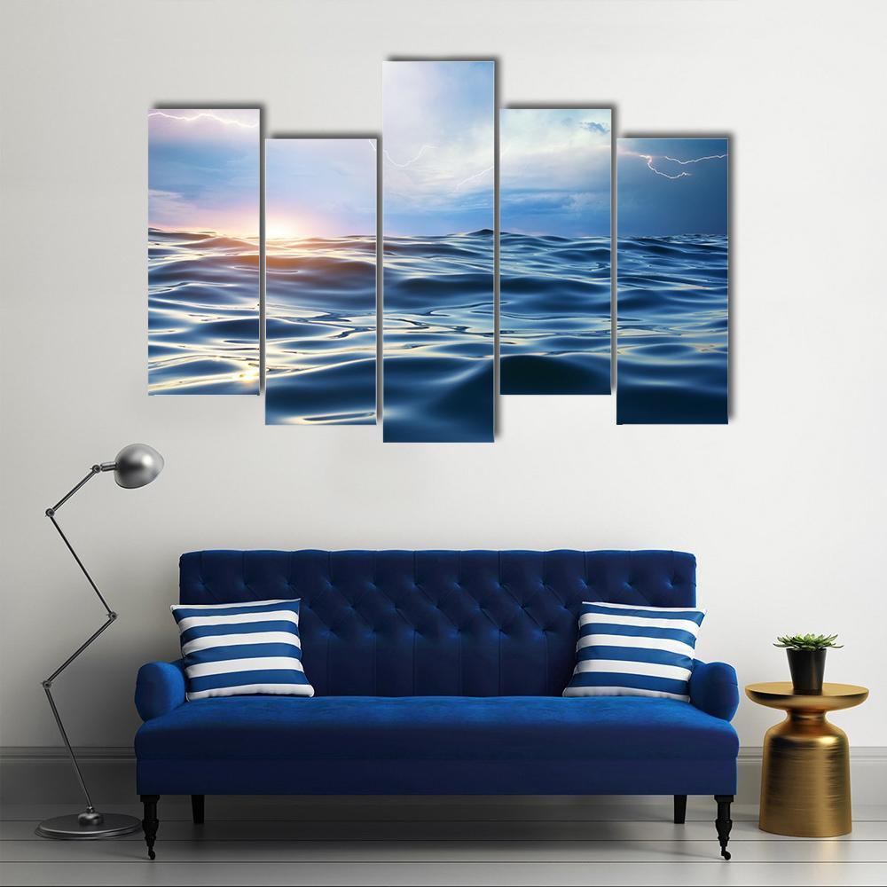 Storm On The Sea Canvas Wall Art-5 Pop-Gallery Wrap-47" x 32"-Tiaracle