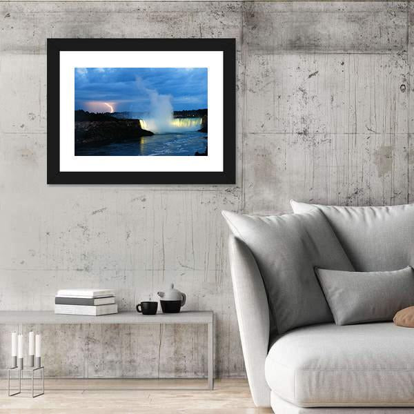 Storm Over Niagara Falls Panoramic Canvas Wall Art-1 Piece-36" x 12"-Tiaracle