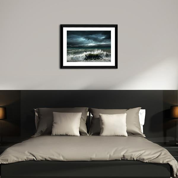 Storm Seascape Canvas Wall Art-5 Horizontal-Gallery Wrap-22" x 12"-Tiaracle
