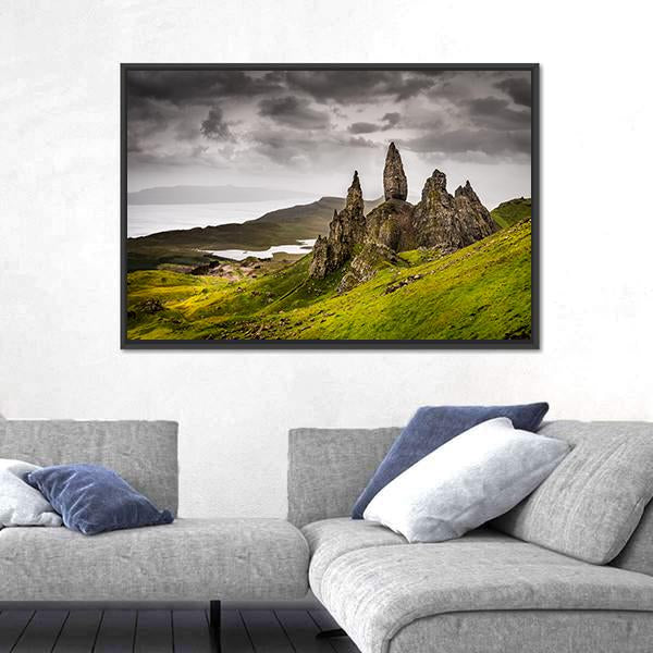 Storr Rock Scotland Canvas Wall Art-3 Horizontal-Gallery Wrap-25" x 16"-Tiaracle