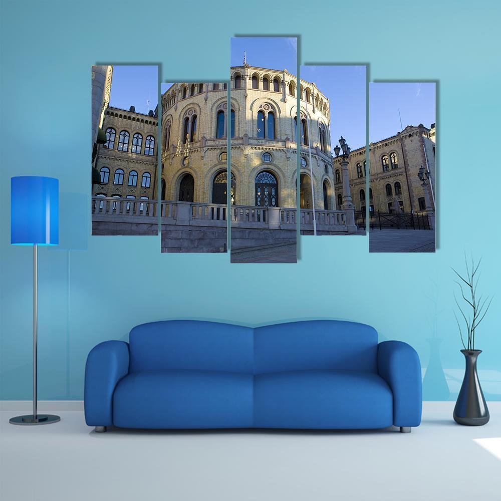 Stortinget Parliament Oslo In Norway Canvas Wall Art-5 Pop-Gallery Wrap-47" x 32"-Tiaracle