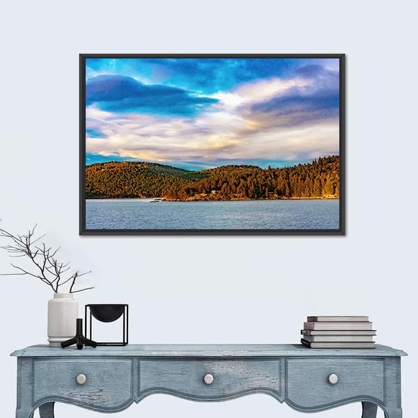 Strait Of Georgia Landscape Canvas Wall Art-1 Piece-Floating Frame-24" x 16"-Tiaracle