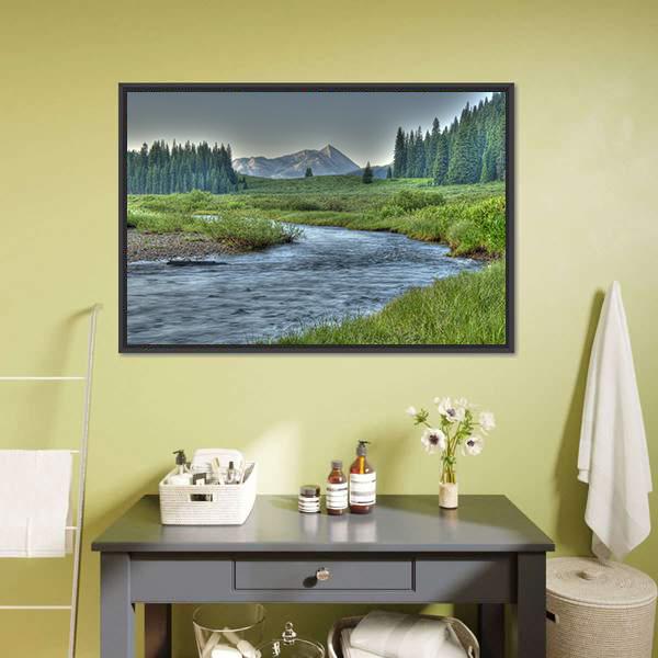 Stream In Summer Canvas Wall Art-5 Horizontal-Gallery Wrap-22" x 12"-Tiaracle