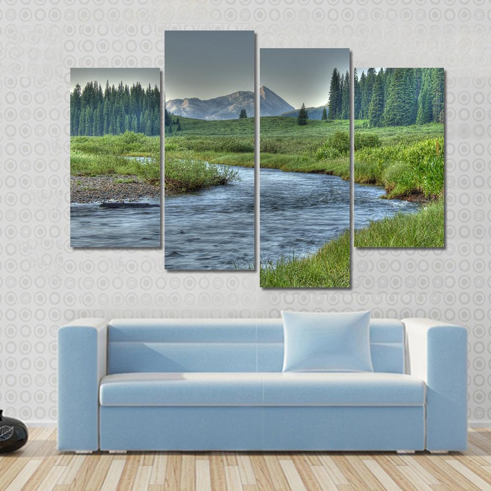 Stream In Summer Canvas Wall Art-4 Pop-Gallery Wrap-50" x 32"-Tiaracle