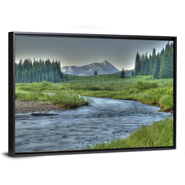 Stream In Summer Canvas Wall Art-3 Horizontal-Gallery Wrap-25" x 16"-Tiaracle