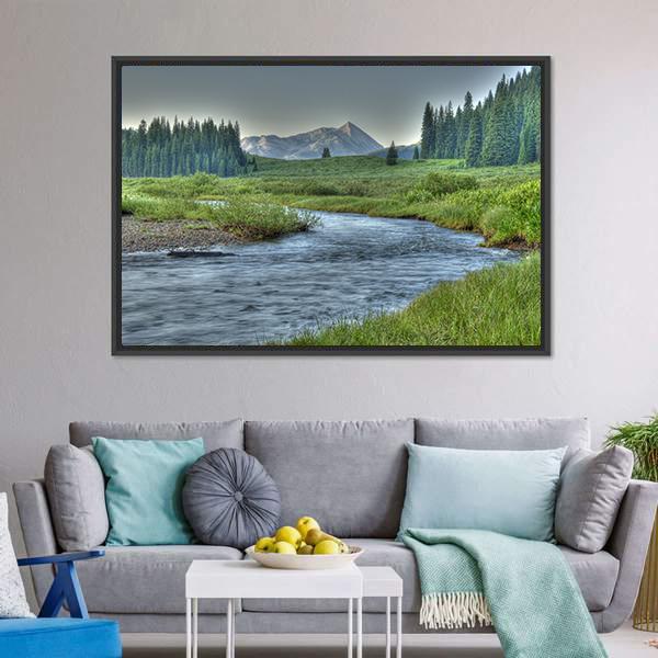 Stream In Summer Canvas Wall Art-3 Horizontal-Gallery Wrap-25" x 16"-Tiaracle
