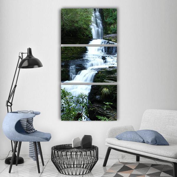 Stream Wet Waterfall Vertical Canvas Wall Art-3 Vertical-Gallery Wrap-12" x 25"-Tiaracle