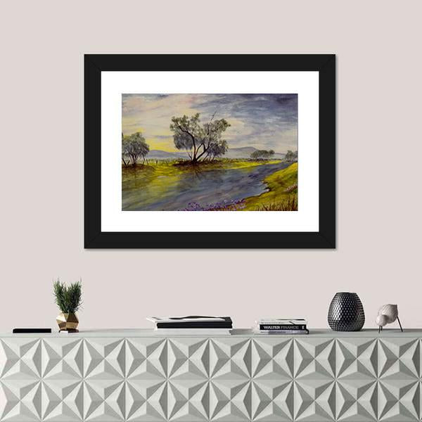 Streams Flowing Down The Mountains Canvas Wall Art-1 Piece-Framed Print-20" x 16"-Tiaracle