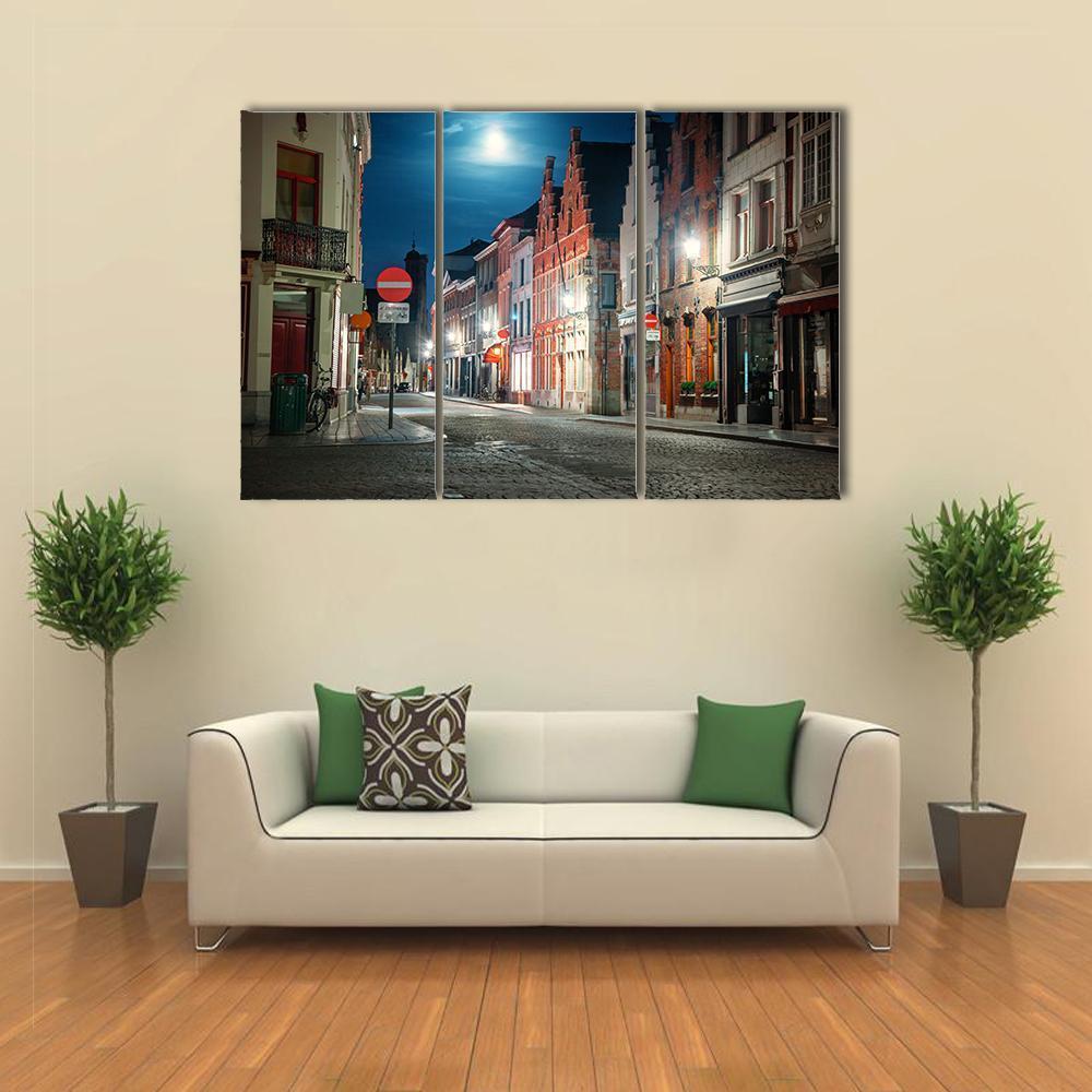 Street Of Brugge In Belgium Canvas Wall Art-3 Horizontal-Gallery Wrap-37" x 24"-Tiaracle