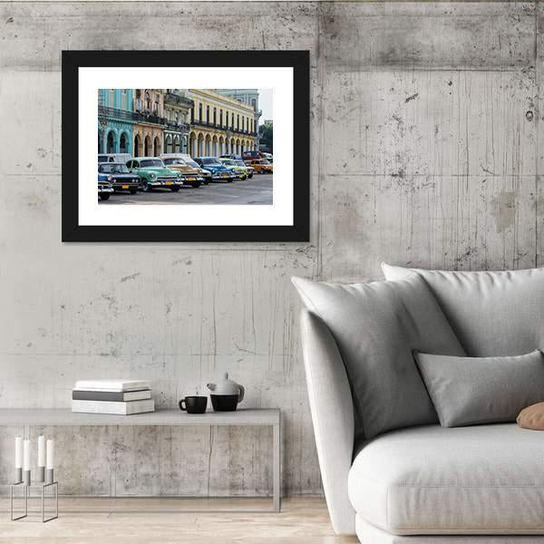 Street Scene With Vintage Car In Havana Canvas Wall Art-3 Horizontal-Gallery Wrap-25" x 16"-Tiaracle