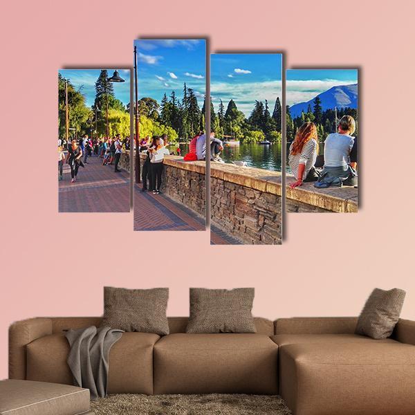 Street View In Queenstown New Zealand Canvas Wall Art-4 Pop-Gallery Wrap-50" x 32"-Tiaracle