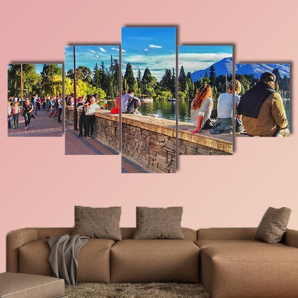 Street View In Queenstown New Zealand Canvas Wall Art-5 Star-Gallery Wrap-62" x 32"-Tiaracle