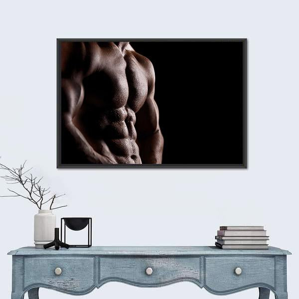 Strong Athletic Man Canvas Wall Art-1 Piece-Floating Frame-24" x 16"-Tiaracle