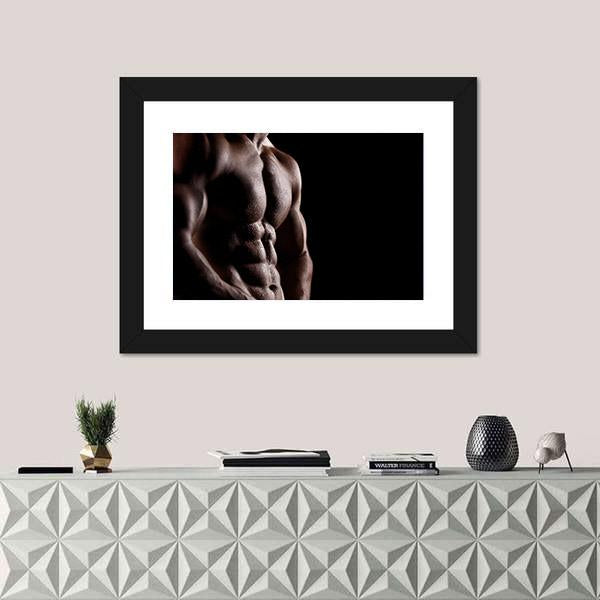 Strong Athletic Man Canvas Wall Art-1 Piece-Framed Print-20" x 16"-Tiaracle