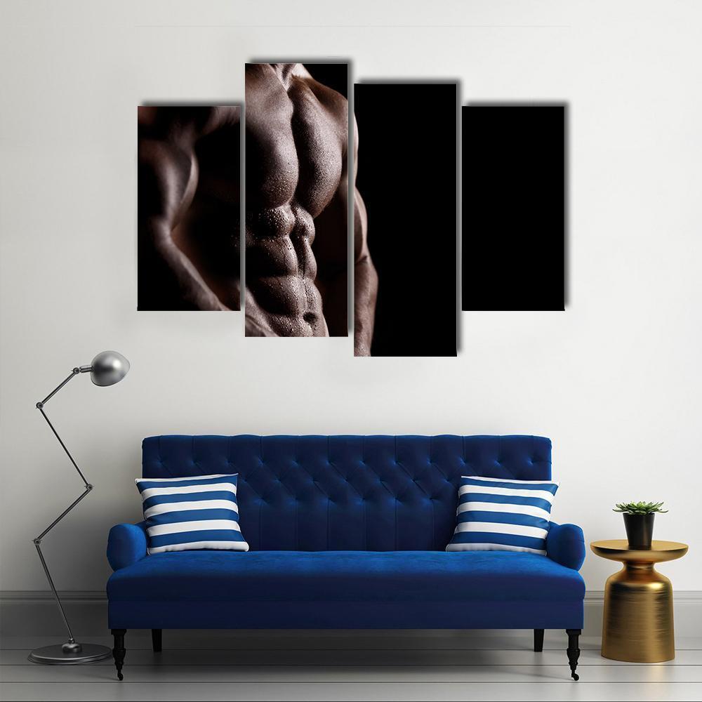 Strong Athletic Man Canvas Wall Art-4 Pop-Gallery Wrap-50" x 32"-Tiaracle