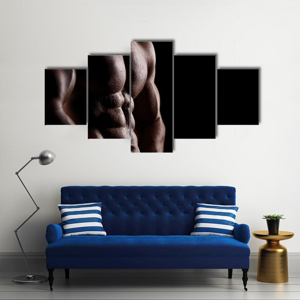 Strong Athletic Man Canvas Wall Art-5 Star-Gallery Wrap-62" x 32"-Tiaracle